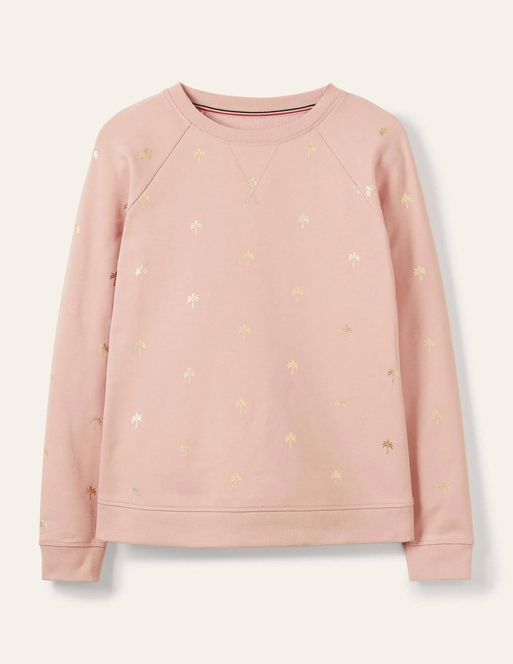 Printed Cotton Sweatshirt-Milkshake/Gold, Paradise Palm