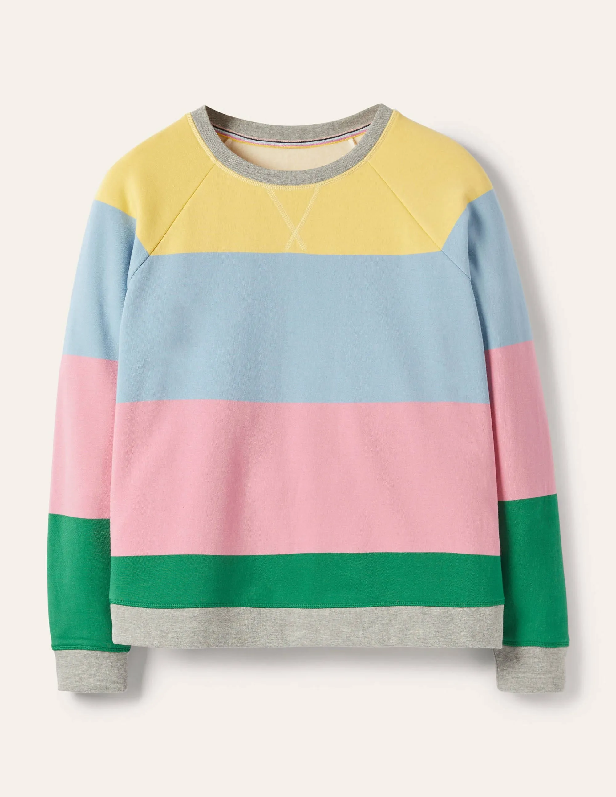 Printed Cotton Sweatshirt-Pale Lemon, Formica Pink