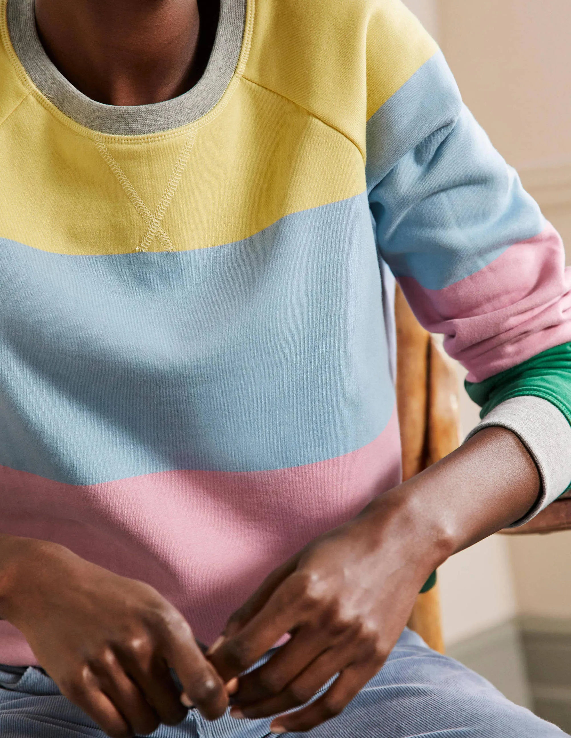 Printed Cotton Sweatshirt-Pale Lemon, Formica Pink