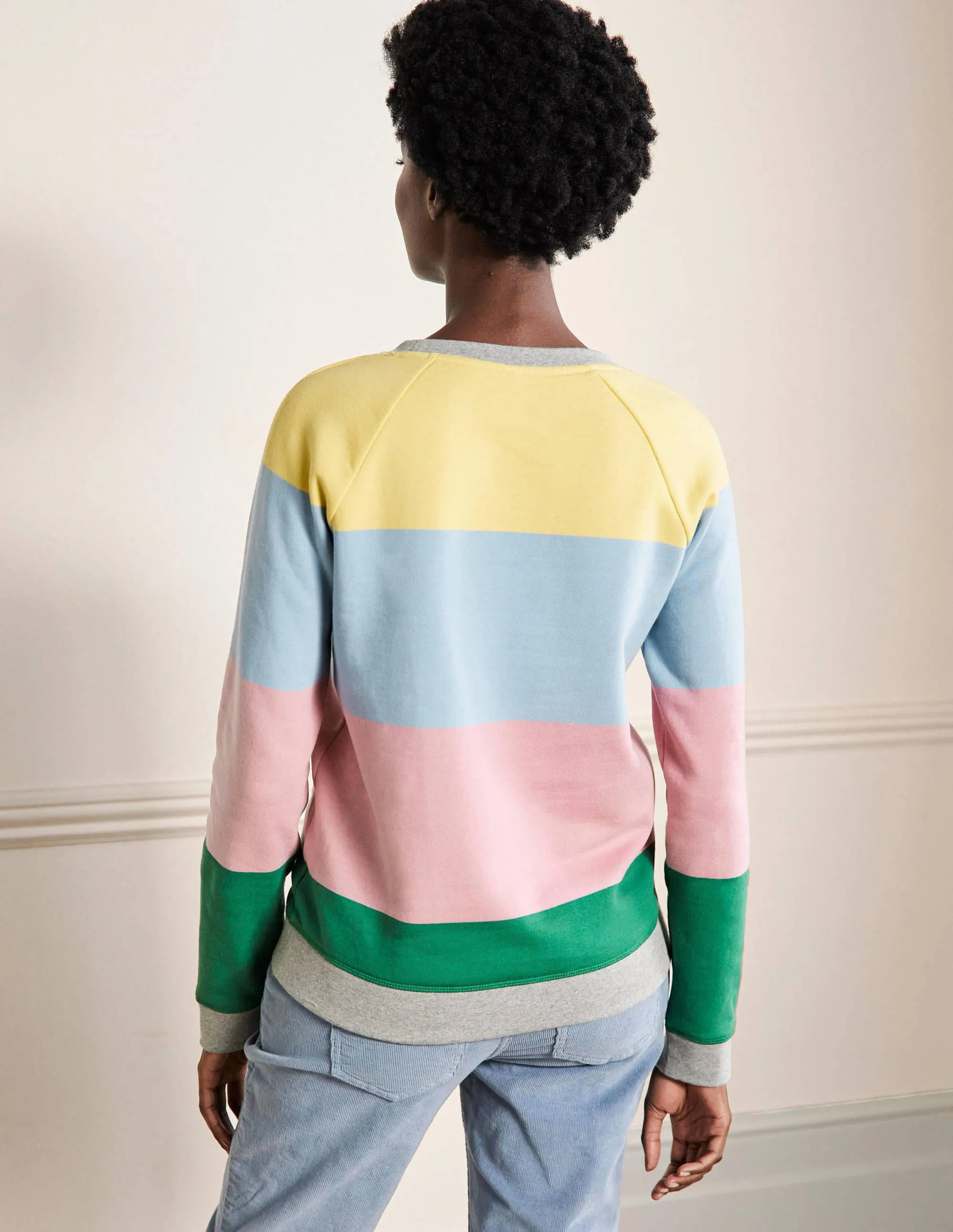 Printed Cotton Sweatshirt-Pale Lemon, Formica Pink