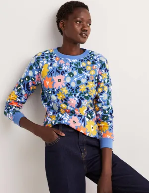 Printed Cotton Sweatshirt-Riviera Blue, Abstract Ditsy