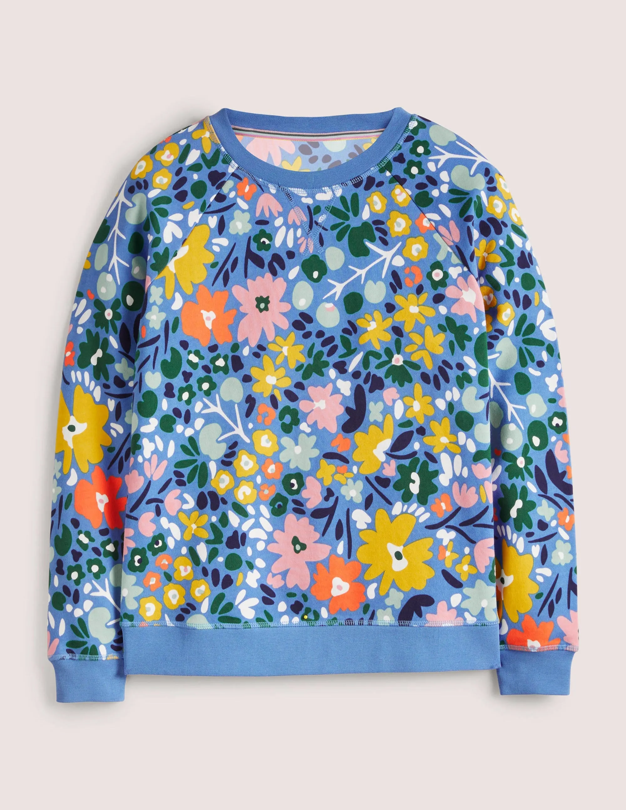 Printed Cotton Sweatshirt-Riviera Blue, Abstract Ditsy