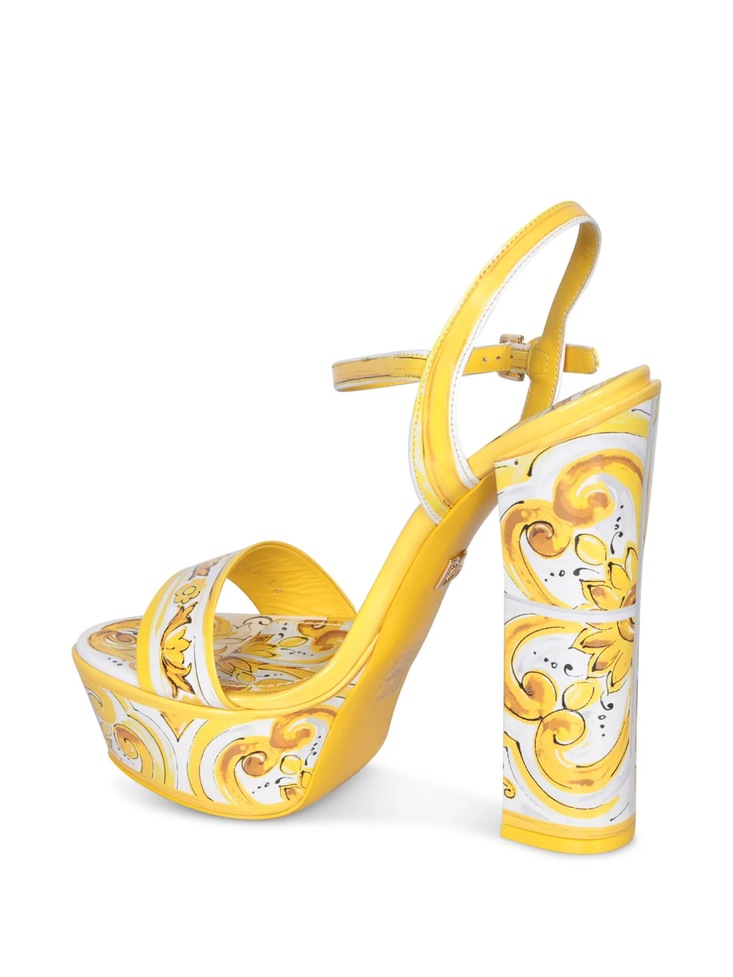 Printed Heel Yellow Sandals