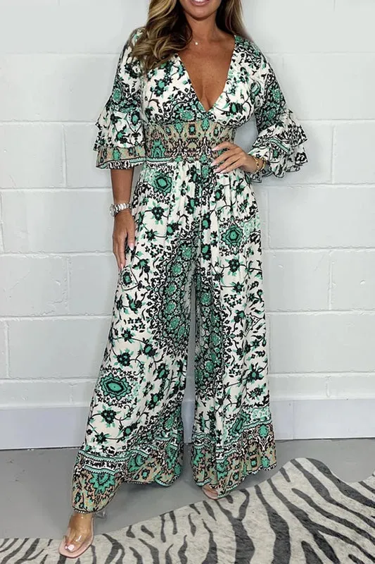 Priscille™ - V-Neck Leopard Jumpsuit