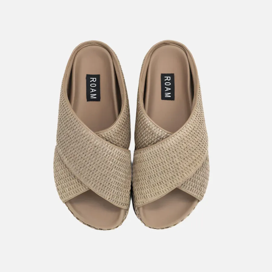 ROAM Cross Stack Raffia Platform Sandals