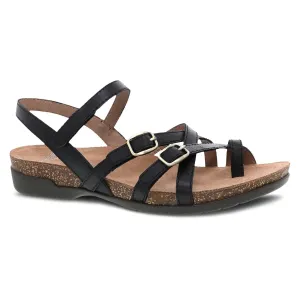Roslyn Adjustable Weave Sandal in Waxy Black