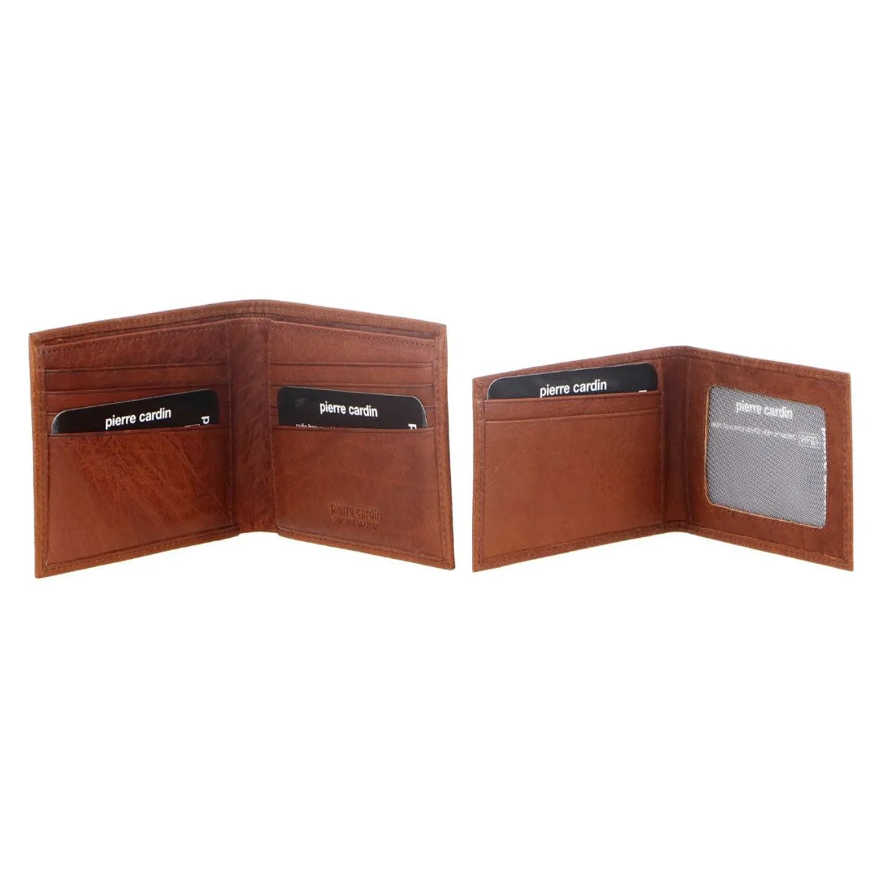Rustic Leather Men's Removable Bi-Fold Wallet - Cognac