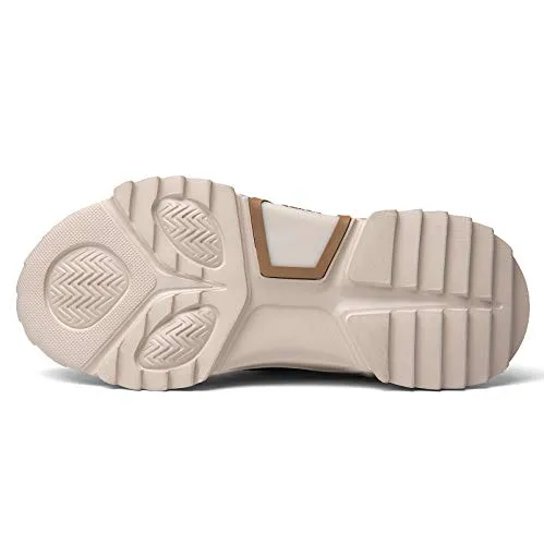 SANNAX Mens Fashion Sneakers High Top Casual Shoes Beige