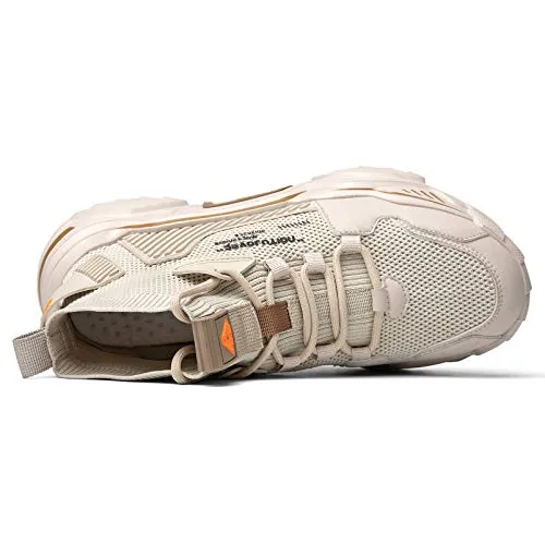 SANNAX Mens Fashion Sneakers High Top Casual Shoes Beige