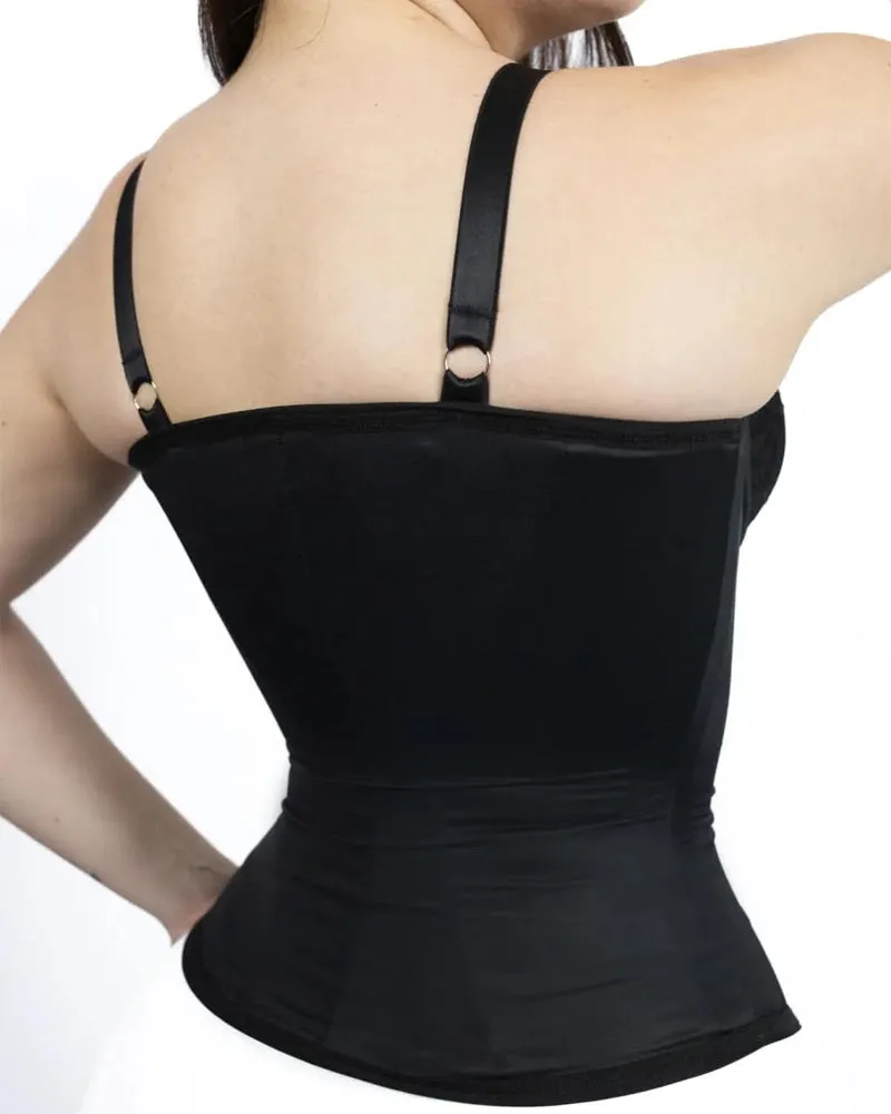 Seamless Satin 18 Steel Bone Corset Vest Lace Cups Bustier Top