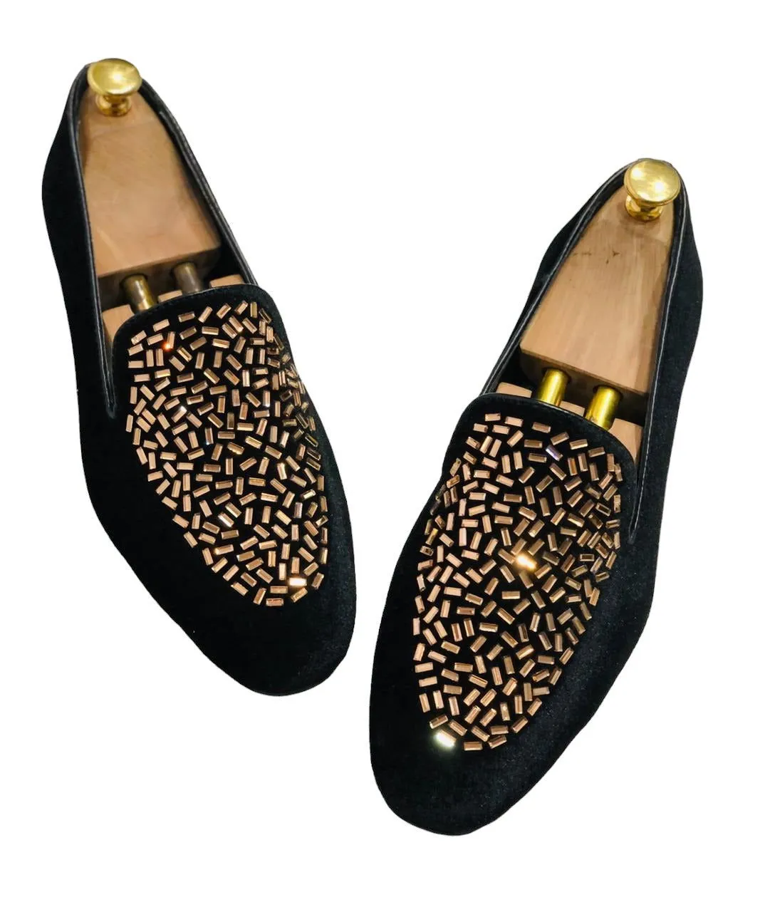 Shimmer Rhinestone Suede Moccasin Loafer For Men
