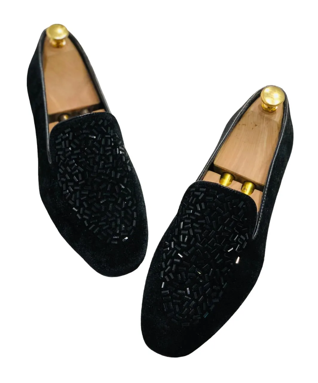 Shimmer Rhinestone Suede Moccasin Loafer For Men