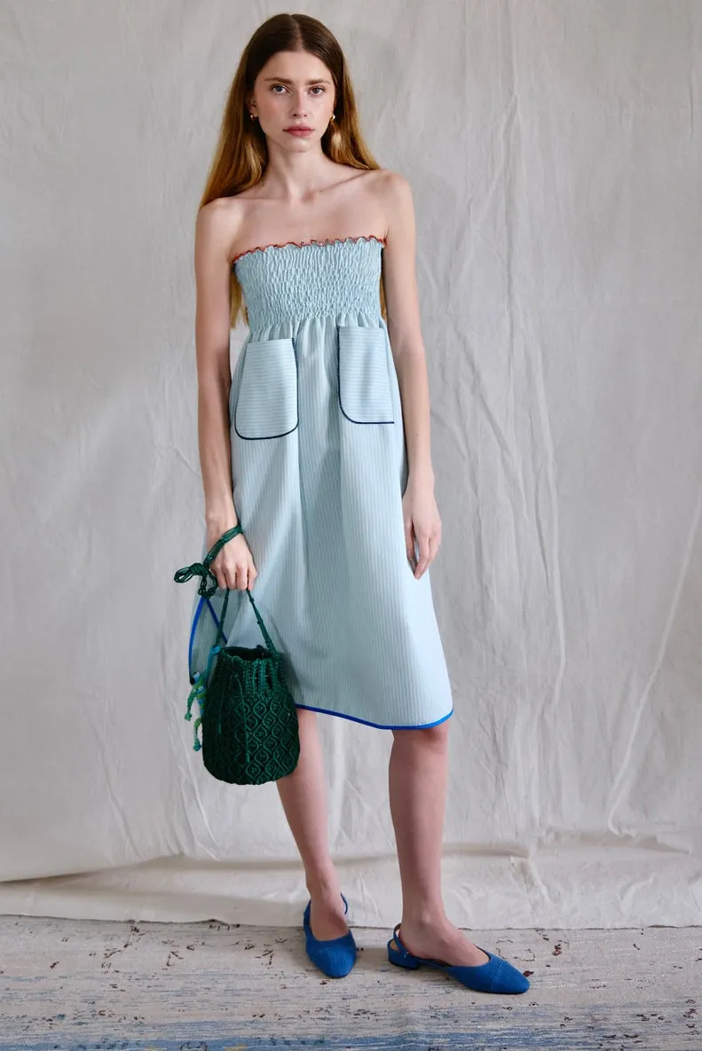 Skirt dress. Turquoise stripes