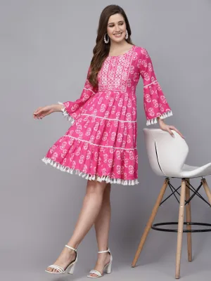 Stylum Women's Floral Printed Rayon Flared dress (DRSAVA)