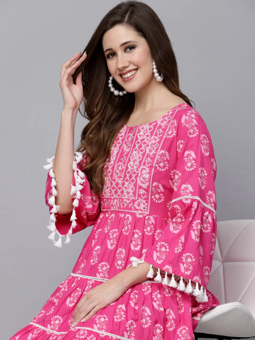 Stylum Women's Floral Printed Rayon Flared dress (DRSAVA)