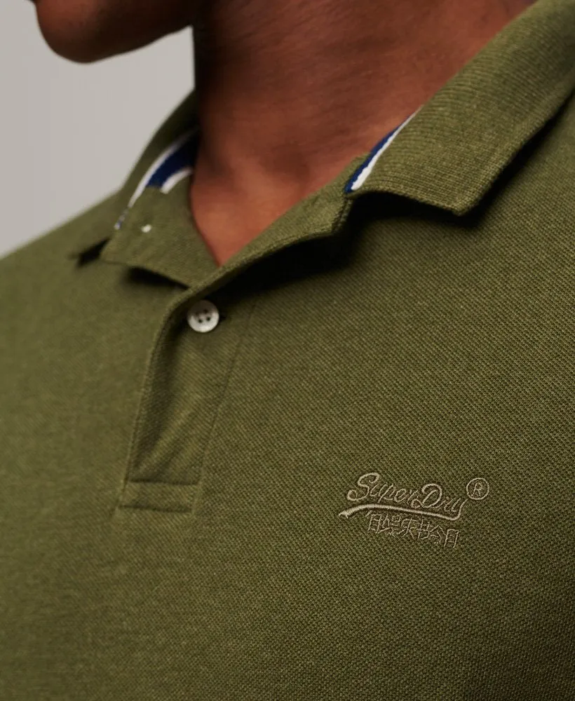 Superdry Organic Cotton Vintage Destroy Polo Shirt - Thrift Olive Marl