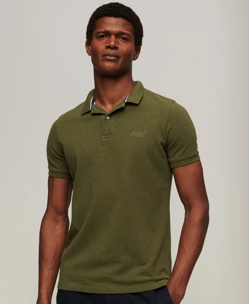Superdry Organic Cotton Vintage Destroy Polo Shirt - Thrift Olive Marl