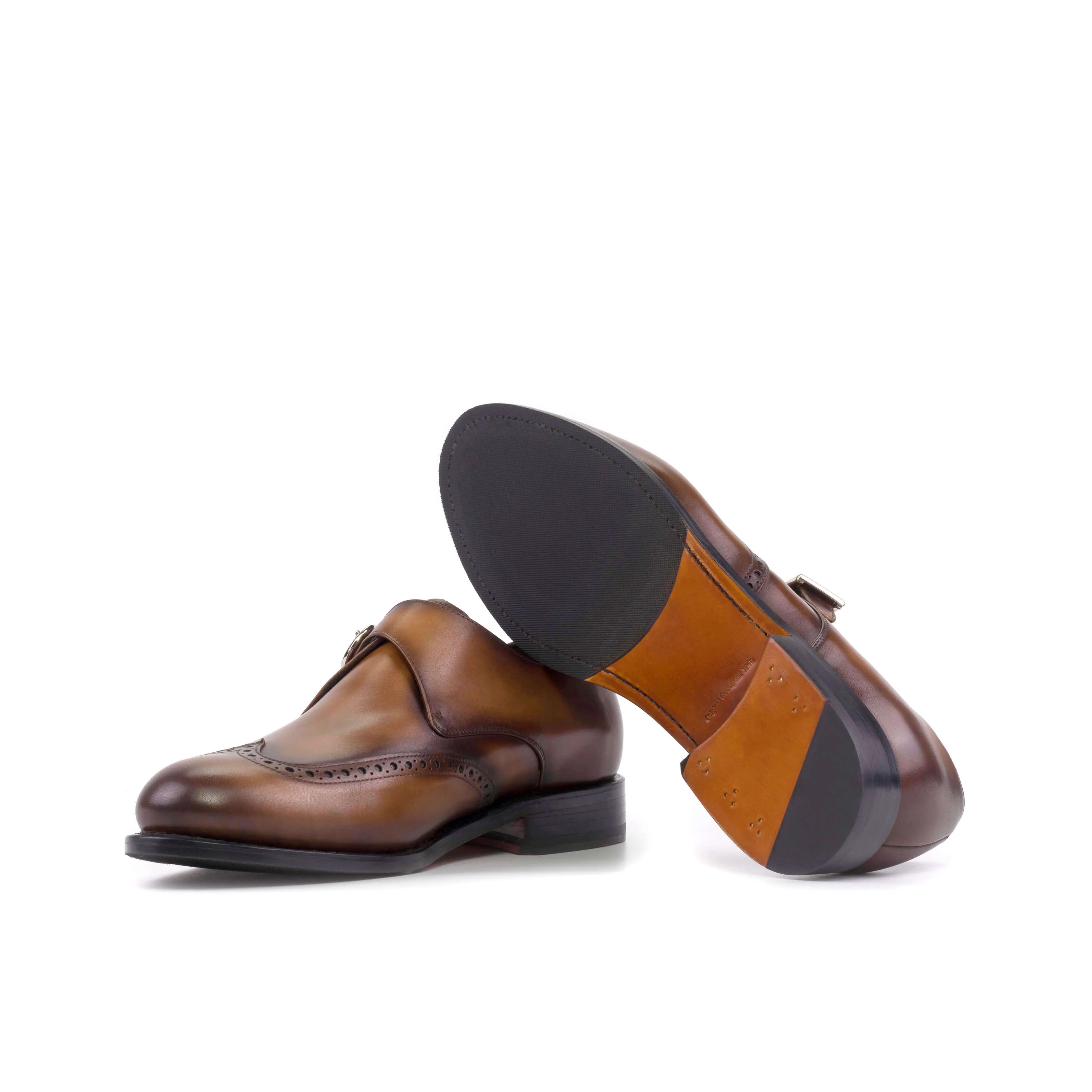 The Alcott – Wingtip Brown Single Monk in Cognac Patina.