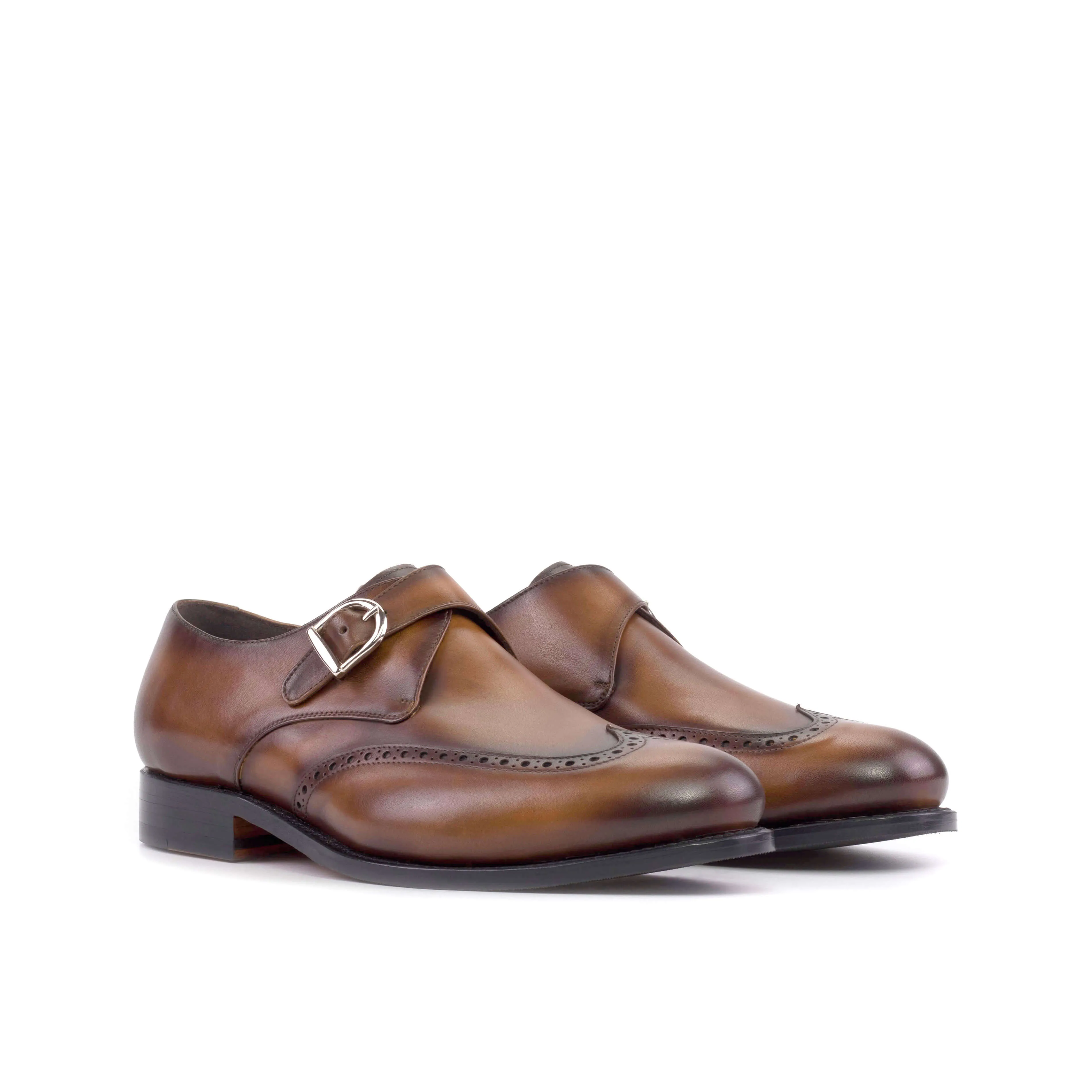 The Alcott – Wingtip Brown Single Monk in Cognac Patina.