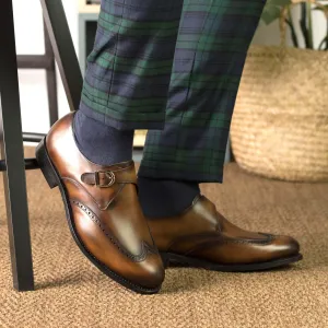 The Alcott – Wingtip Brown Single Monk in Cognac Patina.