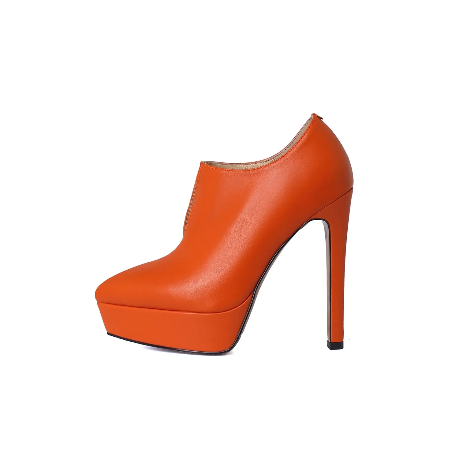 TinaCus Women's Genuine Leather Handmade V-Shaped Pointy Toe Sexy Stiletto Heel Pumps with Platform