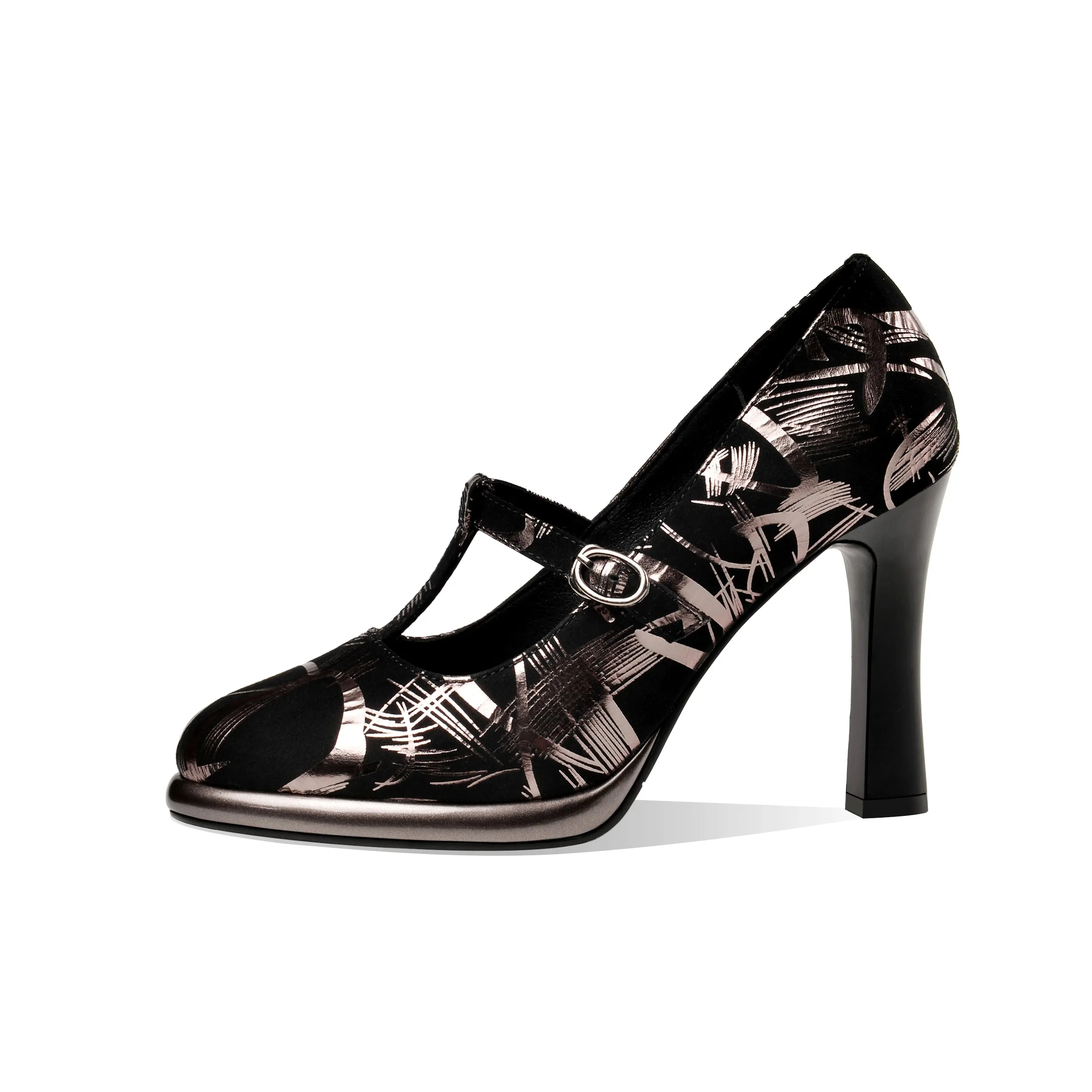 TinaCus Women's Round Toe Printing Suede Leather Handmade Platfrom Stylish High Heel Pump Shoes