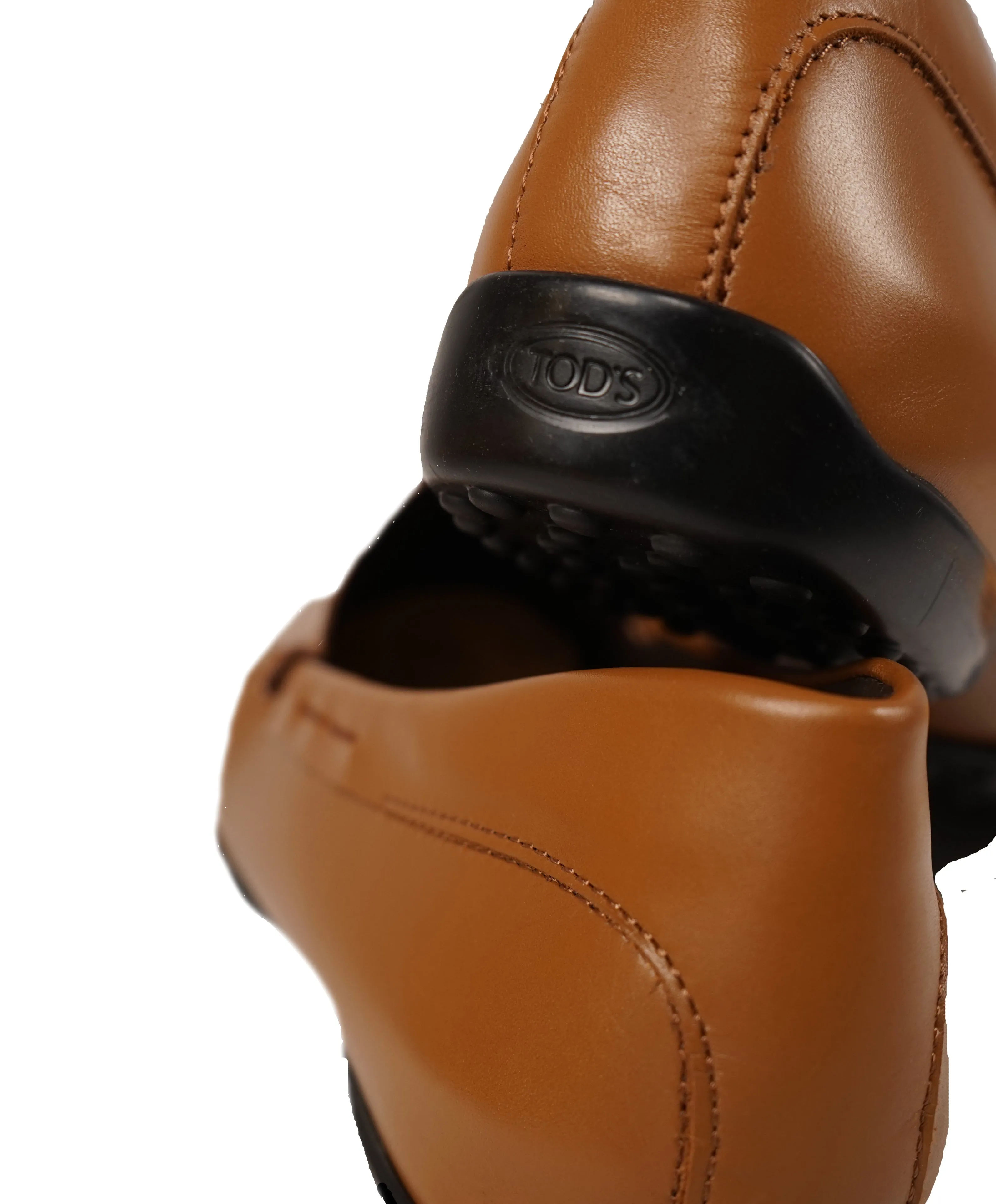 TOD’S - Brown “ LOGO Gommini ” Vamp Engraved Italian Leather Loafers - 12.5