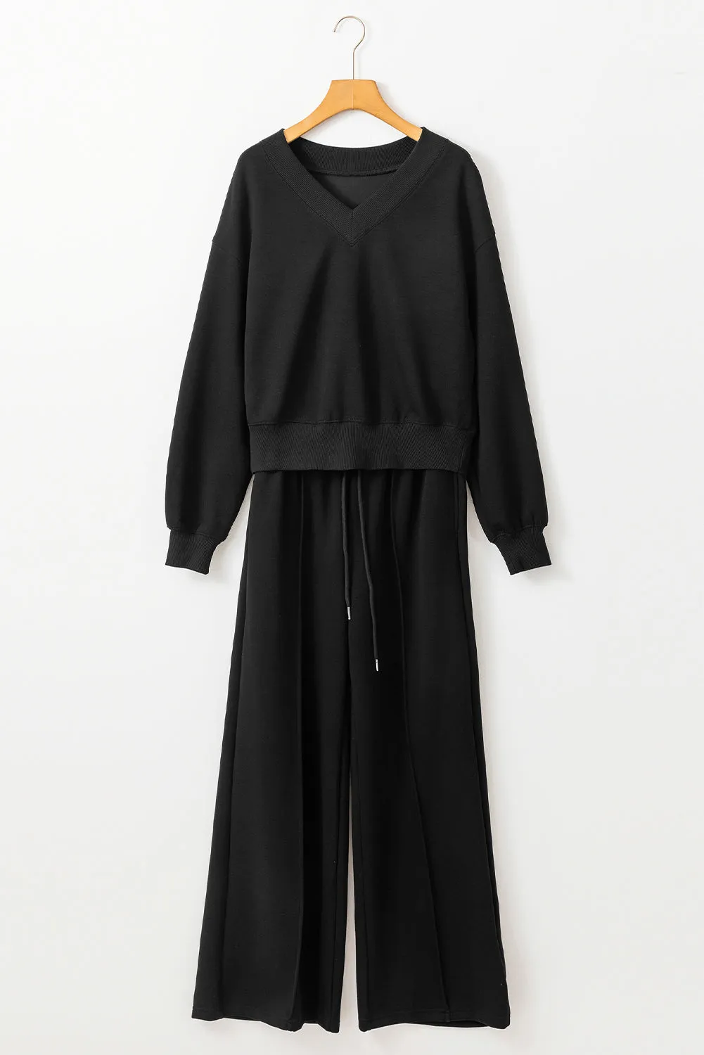 V Neck Cropped Seamed High Waist Sports Wear