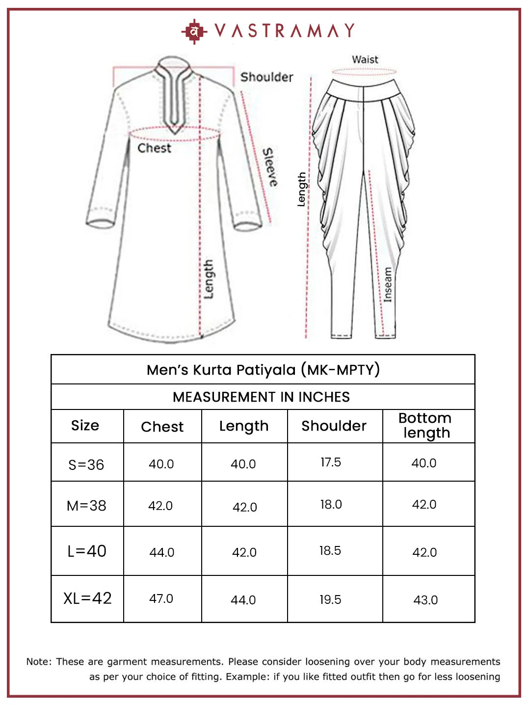 VASTRAMAY Men's Black Rayon Kurta And Patiala Set