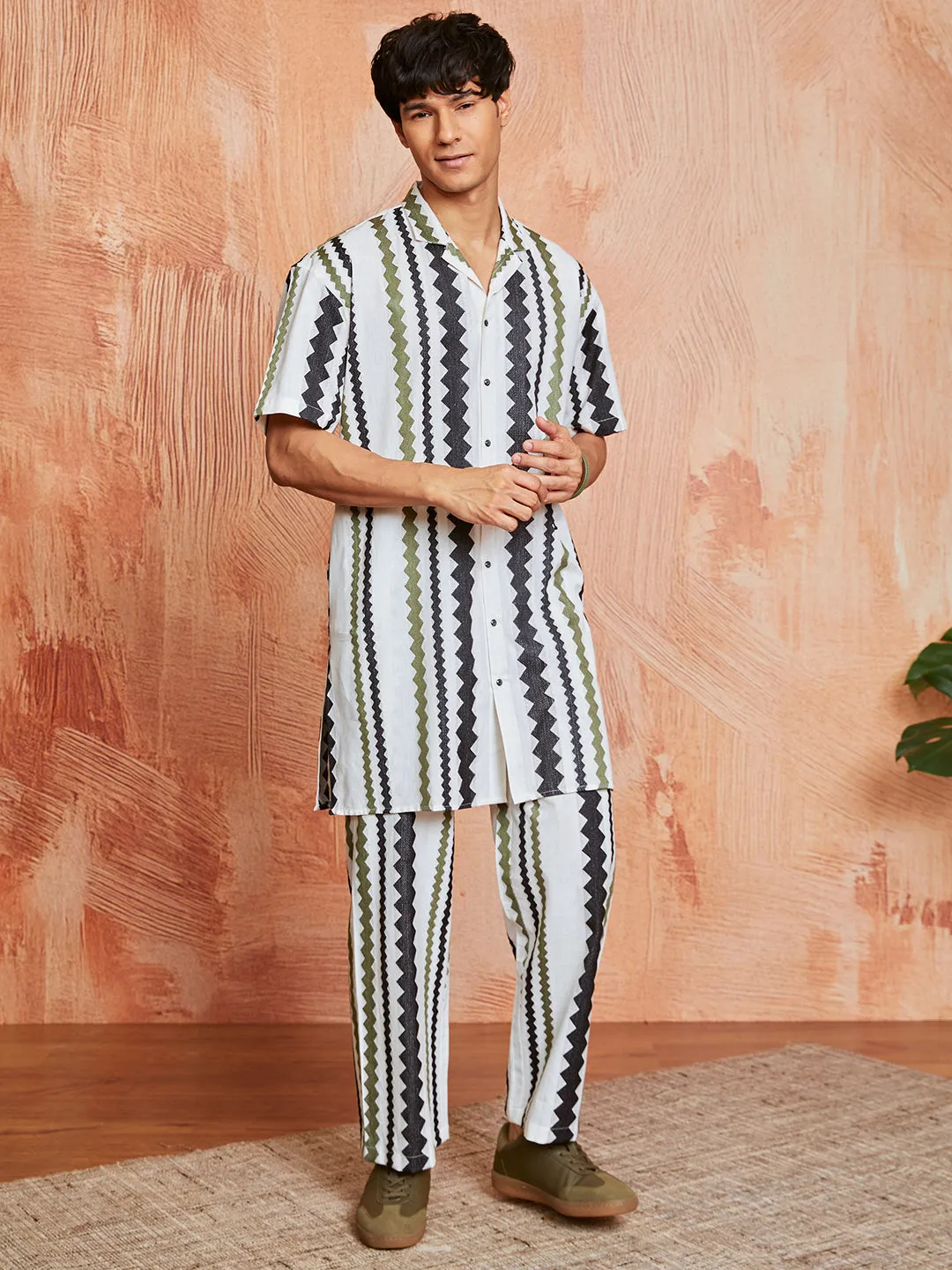 VASTRAMAY Men's Multi Color Cotton Kurta and Pyjama Set