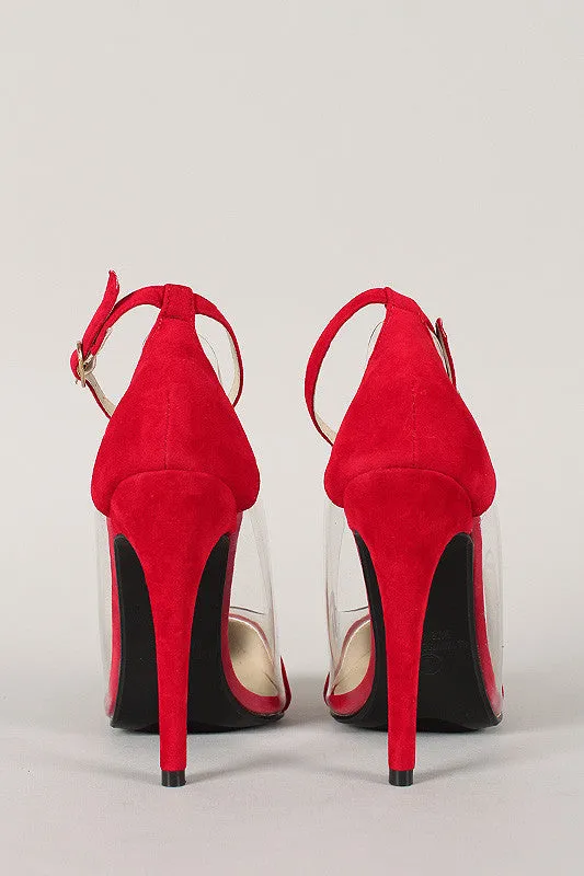 Velvet Pointy Toe Ankle Strap Pump