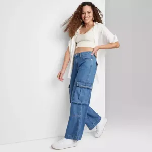 Wild Fable™ Women’s Denim Cargo Jeans, New, Size 10 Regular