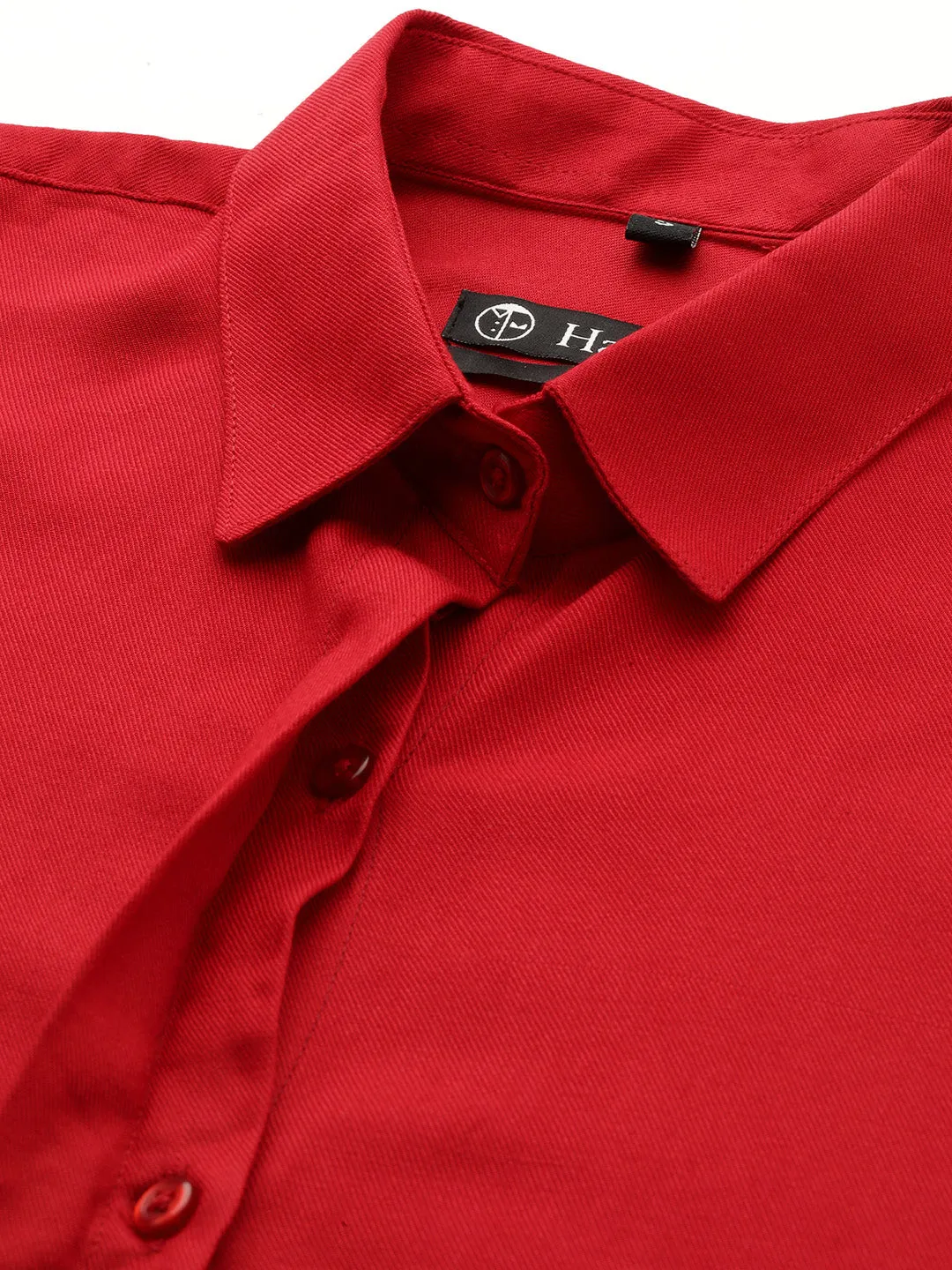 Women Red Solid Viscose Rayon Regular Fit Formal Shirt