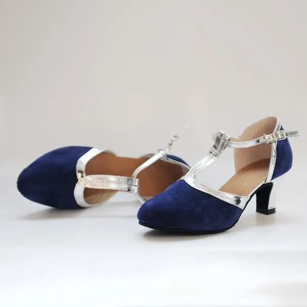 Women's Elegant Suede Soft Sole Mid-Heel Dance Shoes 55483711S