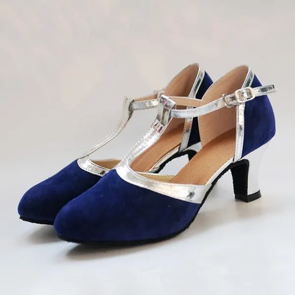 Women's Elegant Suede Soft Sole Mid-Heel Dance Shoes 55483711S
