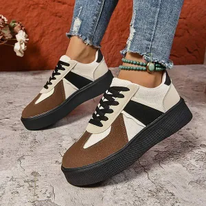 Women's Vintage Chunky Sole Color-Block German Trainer Shoes 27141365C